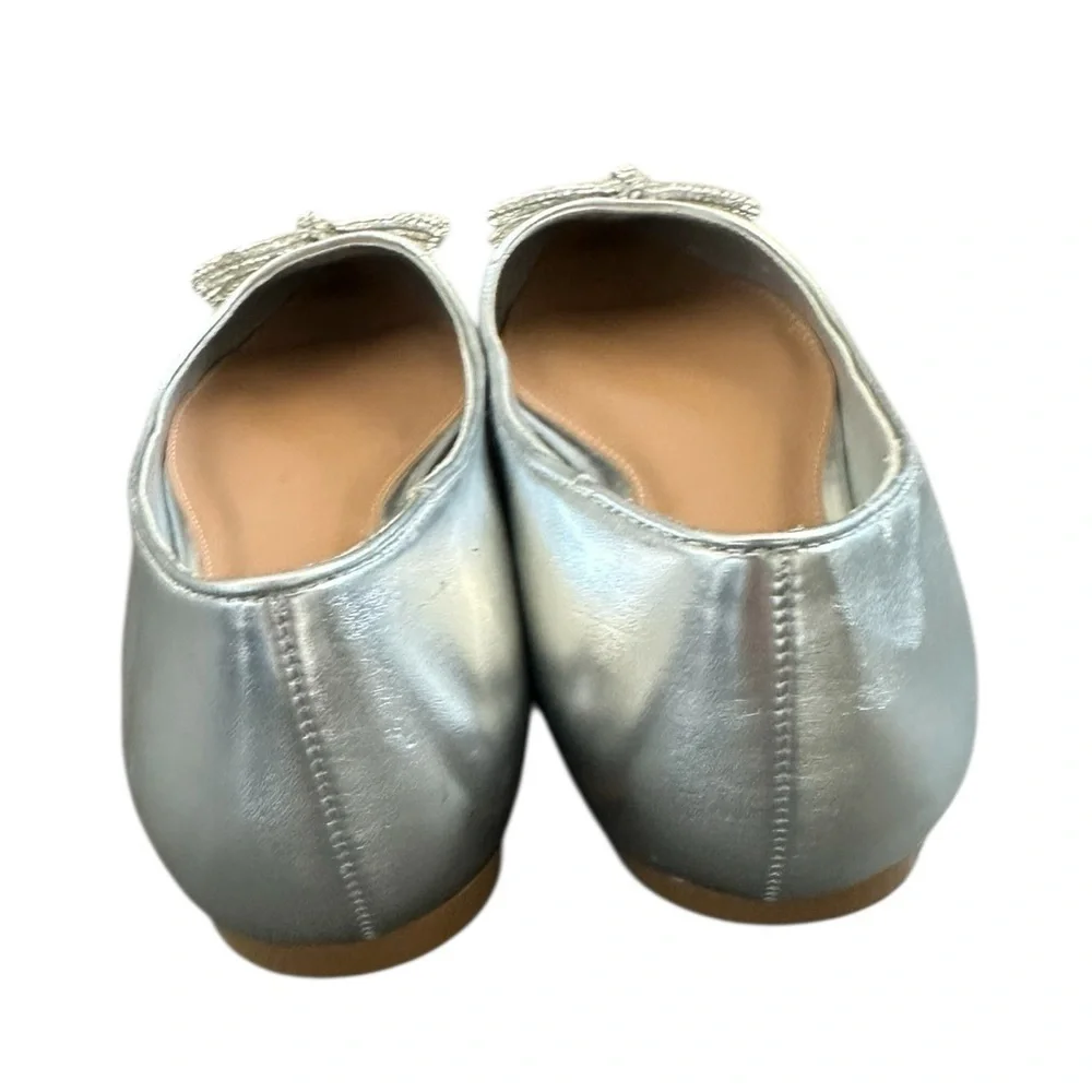 NEW Abound Silver Pointed Toe Flats Crystal Bow - Size 8 - Picture 4 of 5